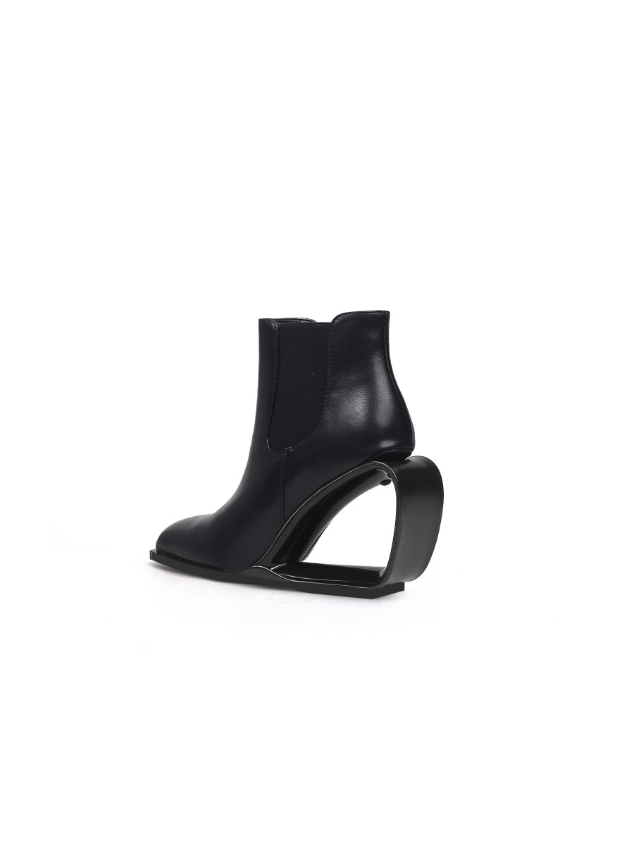 JadyRose | Genuine Leather Elevator Wedge-Heel Back Chelsea Boots