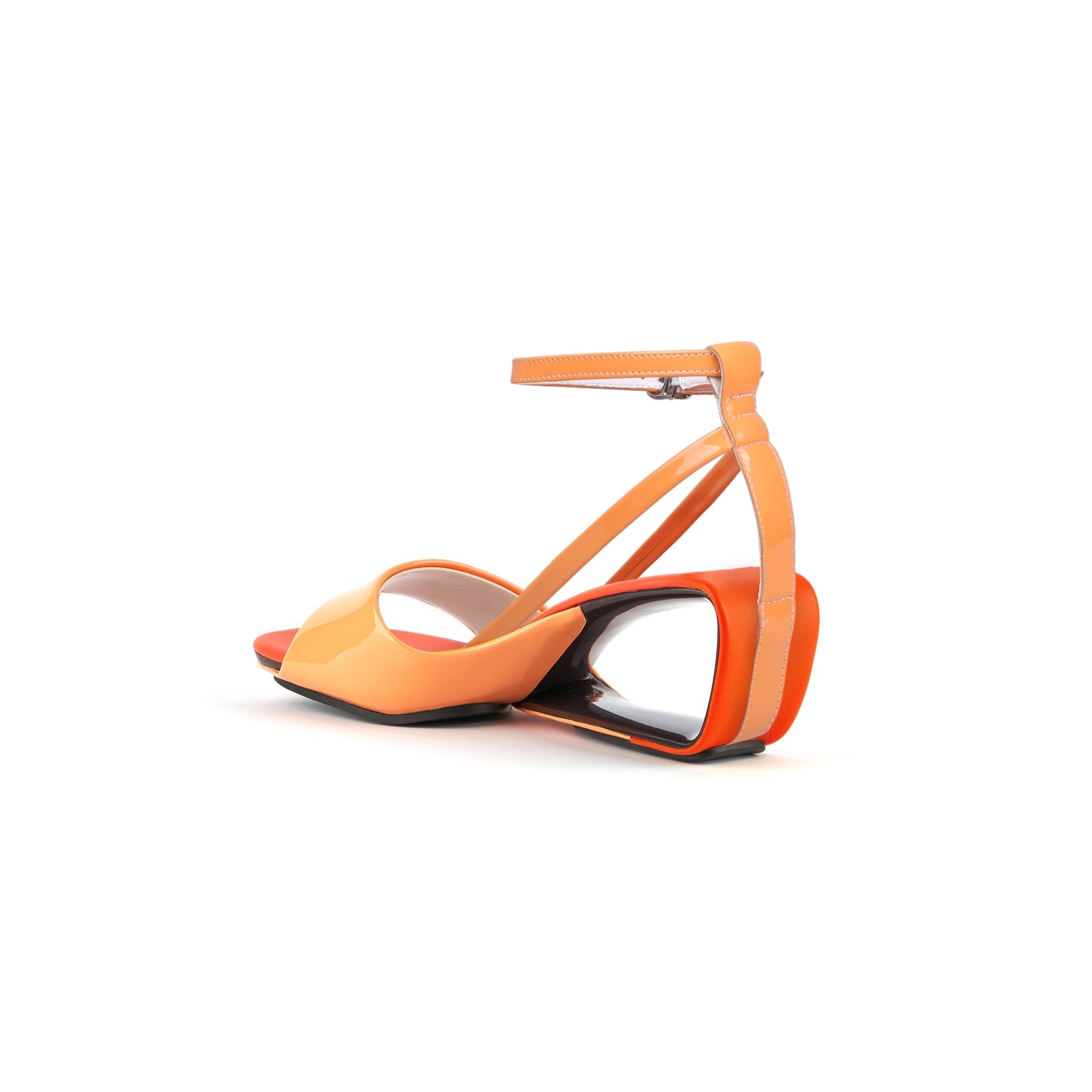 Jady Rose | Chanice Ankle Strap Leather Wedge Sandal - Orange