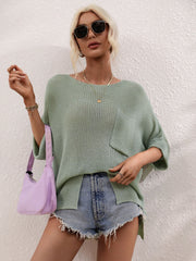 DEMETRA RIBBED KNIT SWEATER - SAGE