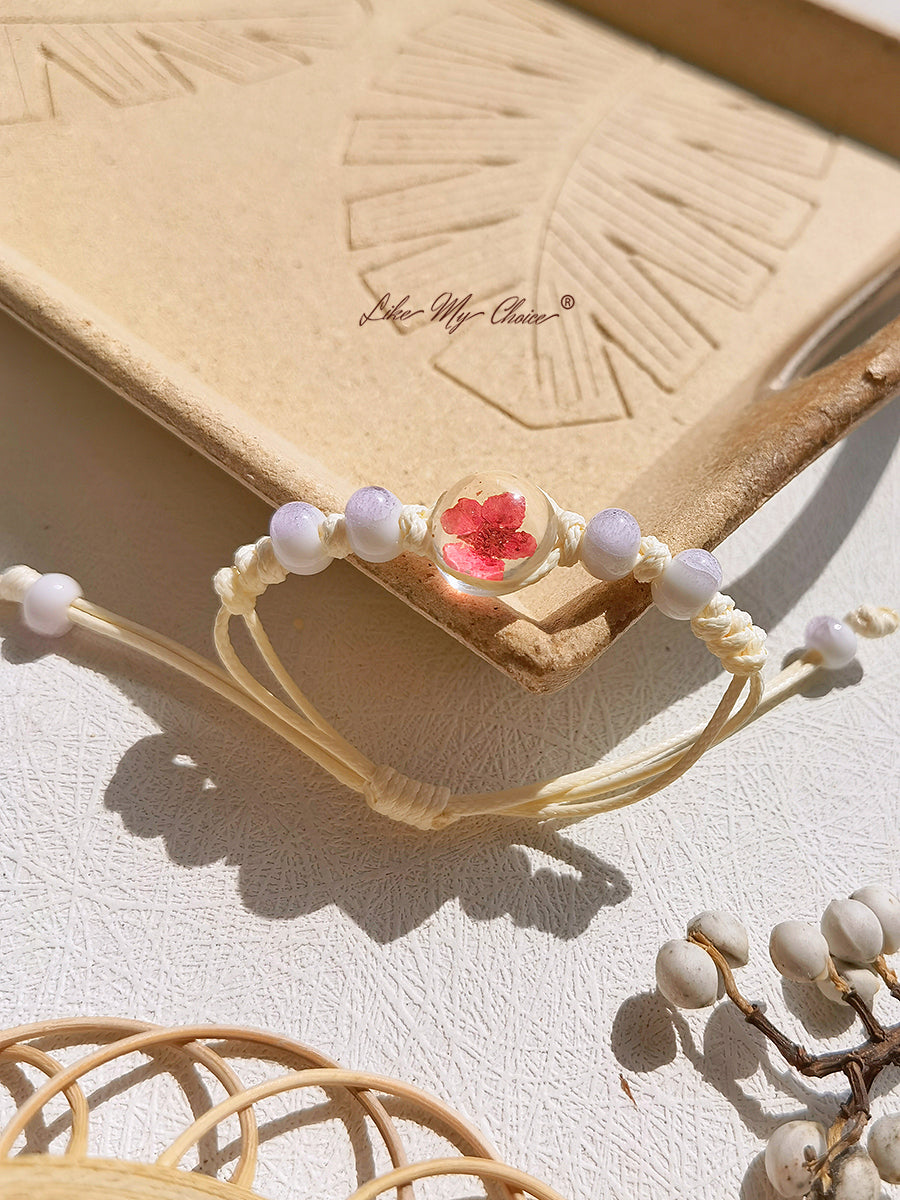 Cherry Blossom Time Stone Ceramic Braided Bracelet