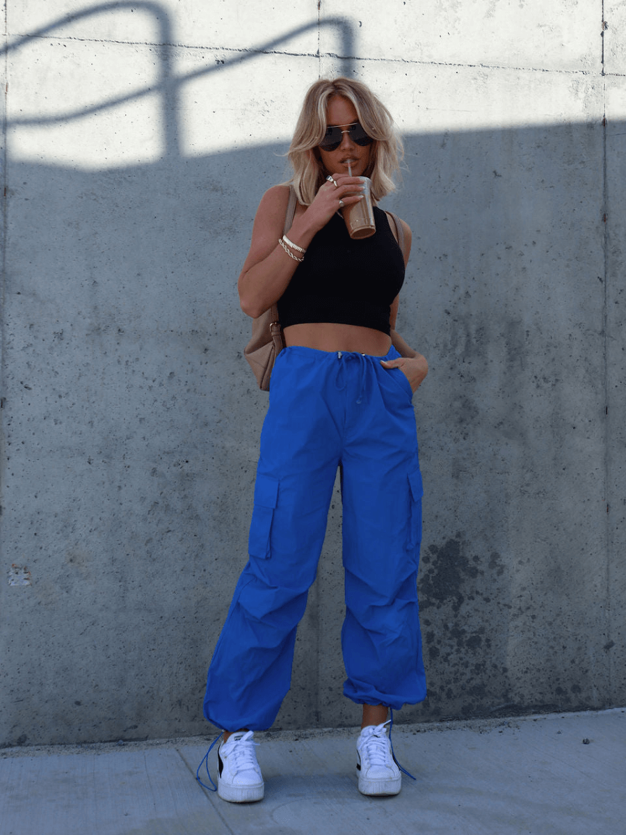 ARNIE NYLON CARGO PANTS - BLUE