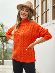 Corey Relaxed Cable Knit Sweater - Orange