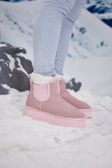 Smaibulun Ugg | Chelsea On The Land Suede Shearling Boots - Baby Pink