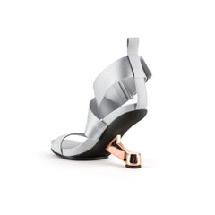 JADY ROSE | KORI CROSS STRAP OPEN TOE HEELED SANDAL- SILVER