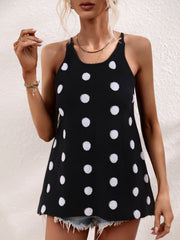 SURF SEASON KNIT POLKA DOT PATTERN TANK - BLACK