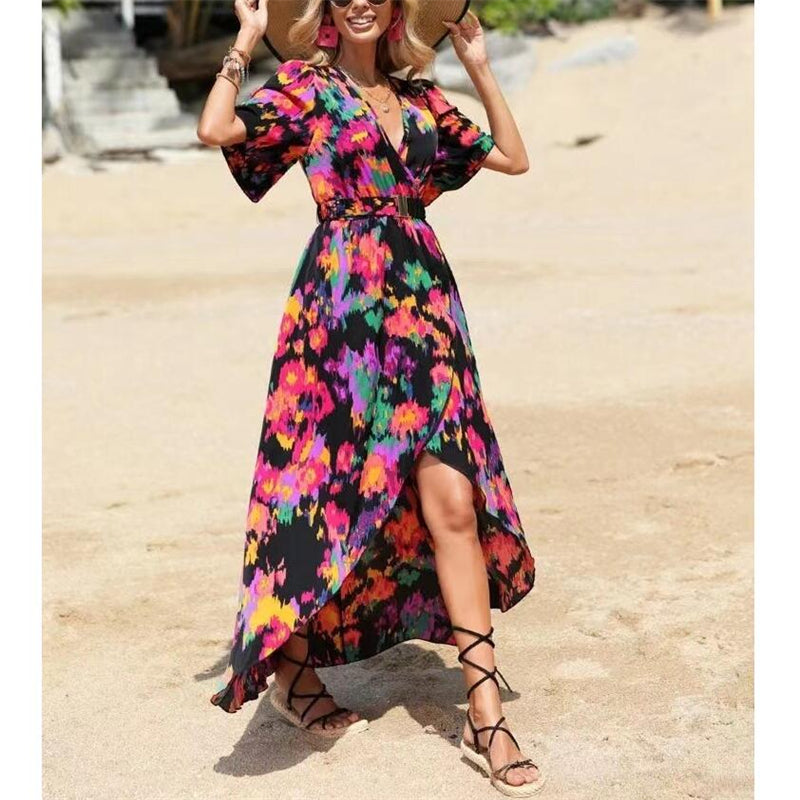 Bohemian V-Neck Beach Maxi Dress