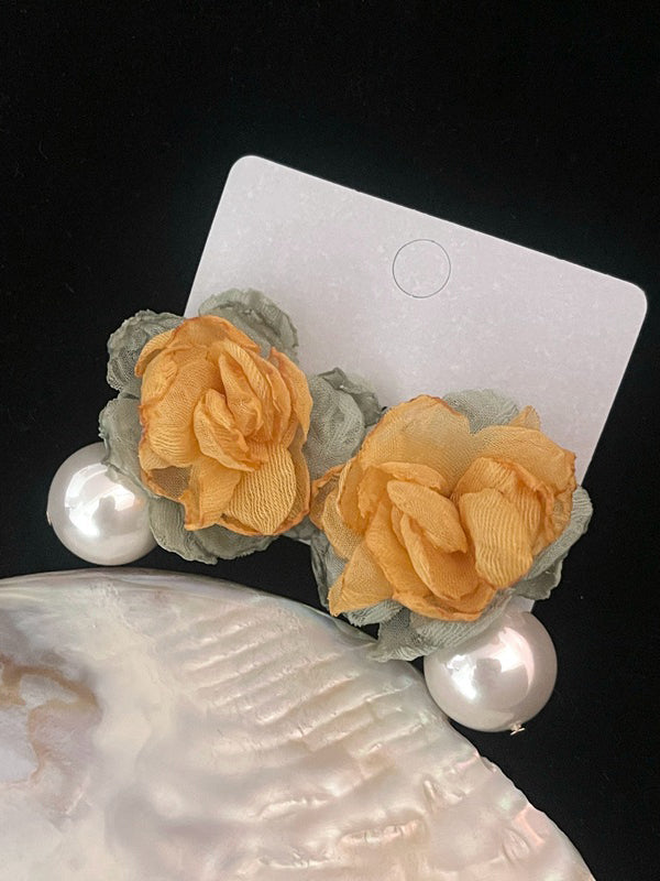 Flower Shape Pleated Earrings Accessories