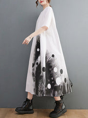 Original Loose Polka-Dot Pleated Midi Dress