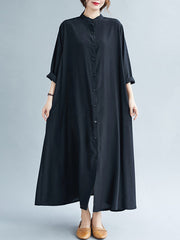 Original Solid Round-Neck Shirts Dress