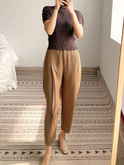 Harem Pants Ninth Pants Pleated Solid Color Ninth Pants