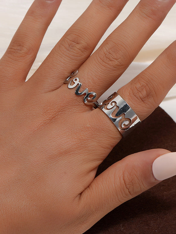 Punk Letter Shape Rings Accessories