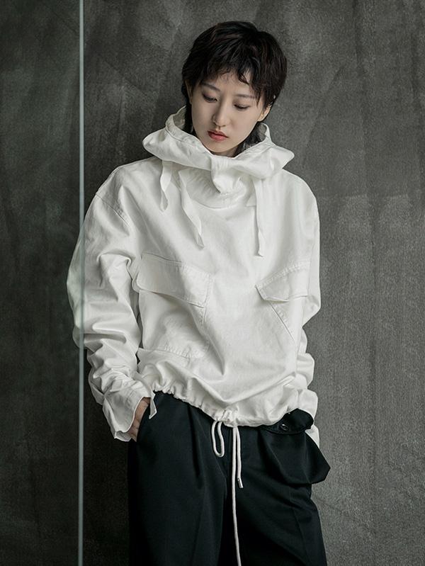 Loose Solid Drawstring Space Style Hoodie Sweatshirt