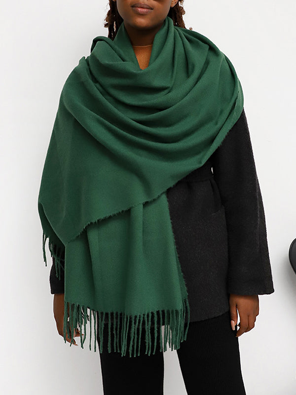 Solid Color Tasseled Shawl&Scarf