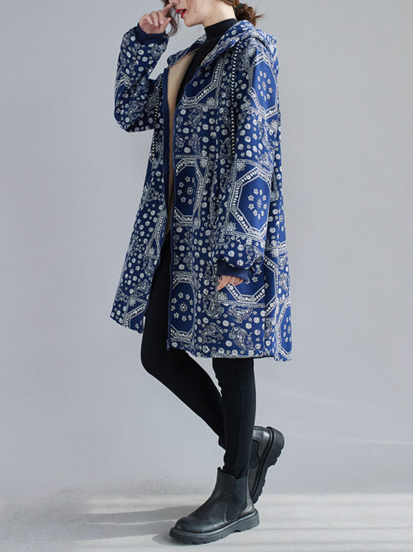 Vintage Ramie Cotton Printing Outerwear&Coat