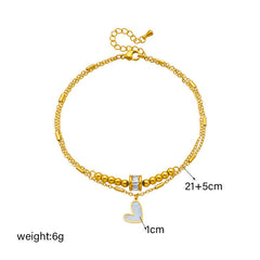 Golden Charm Heart Bracelet - Double Layer Chain