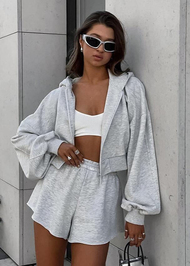 Cozy Cool - Cropped Hoodie and Shorts Set