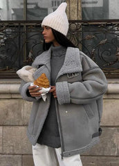 Street-Chic Shearling Aviator Jacket