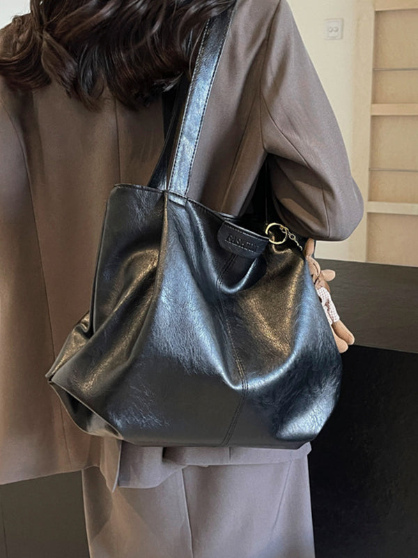 Solid Color Zipper Handbags Tote Bags