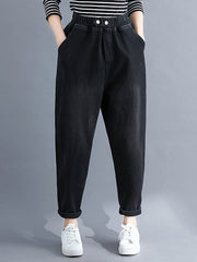 Thicken Solid Color Column Jean Pants