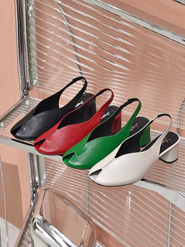 Open Toe Solid Color Shoes Pumps Sandals