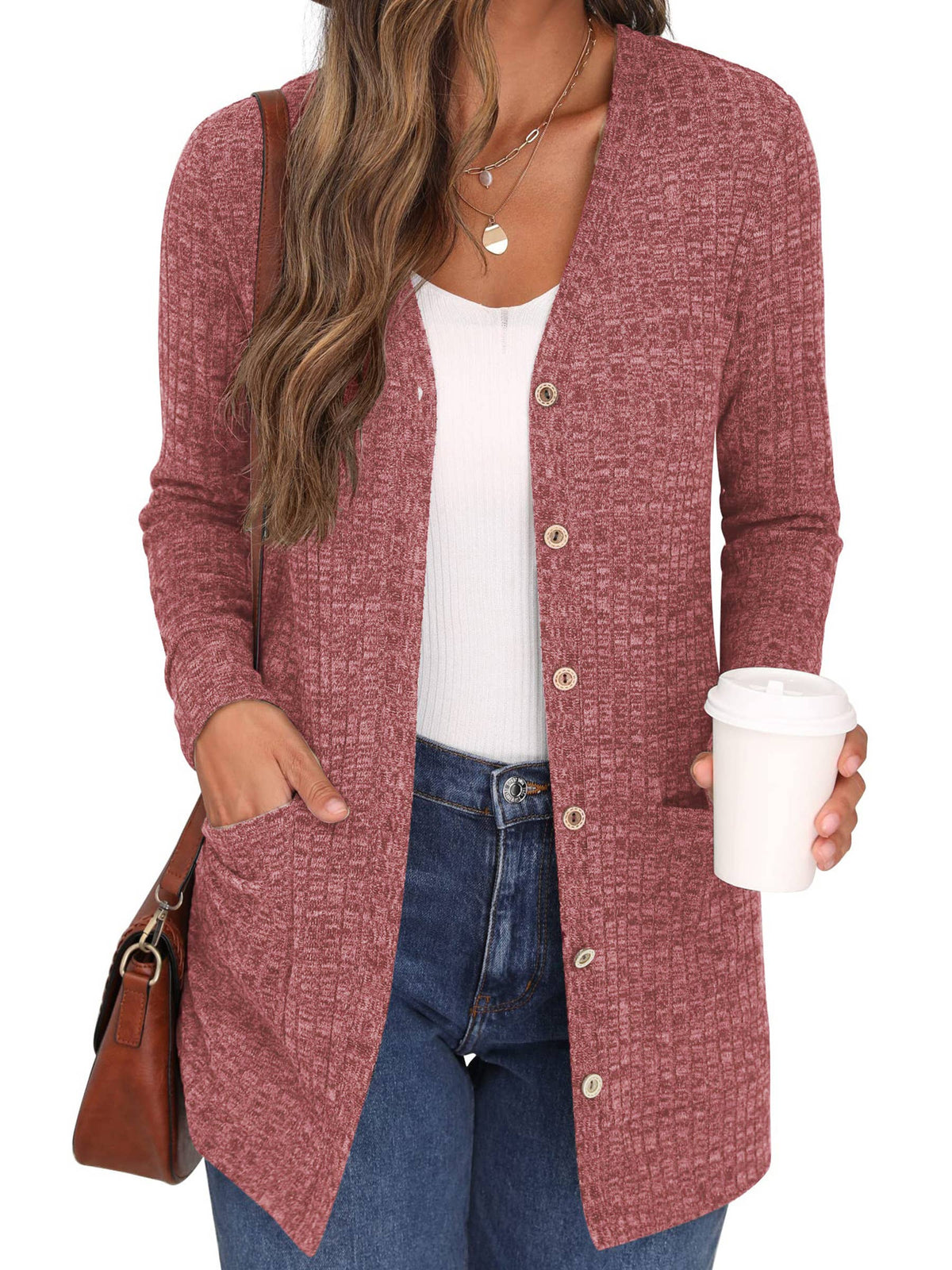 Solid Loose Sleeve Pocket Cardigan Coat