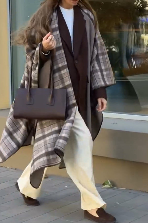 Retro Plaid Two-sided Wrap Coat