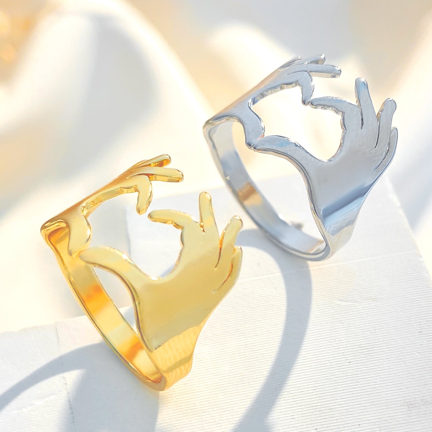 Affinity Hand Gesture Ring - Gold & Silver