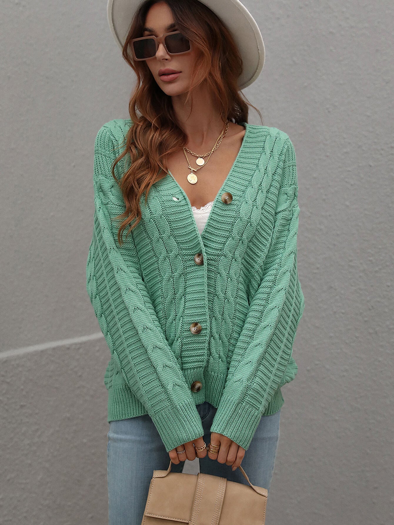 RACHAEL KNIT CARDIGAN - GREEN