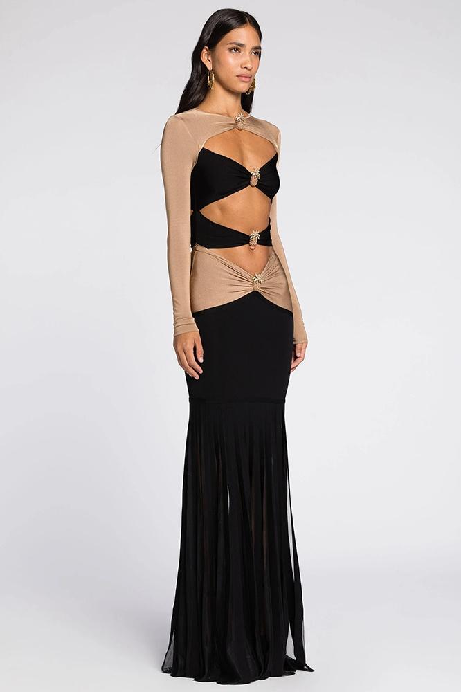 Morgan Cutout Contrast Jersey Maxi Dress