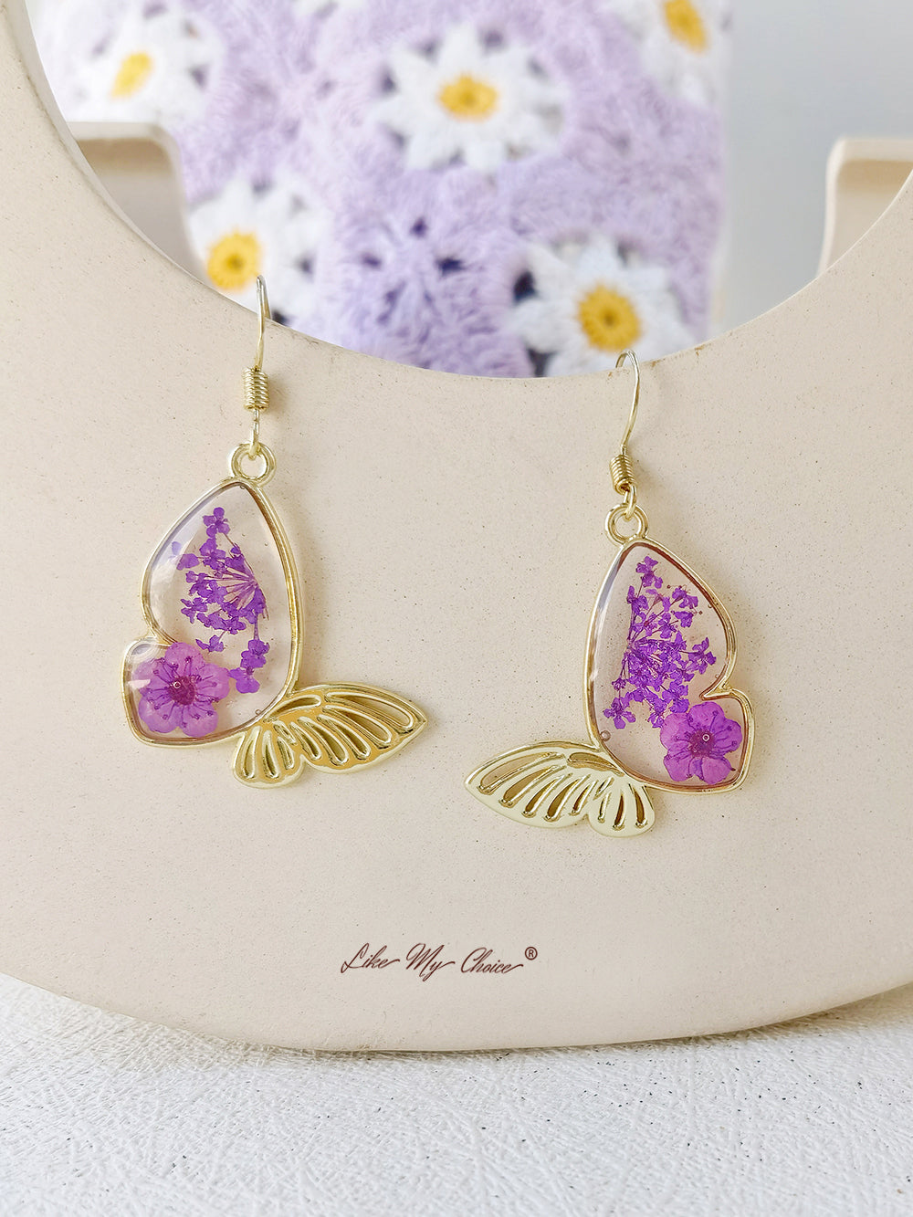 Queen Lace Butterfly Dried Flower Earrings