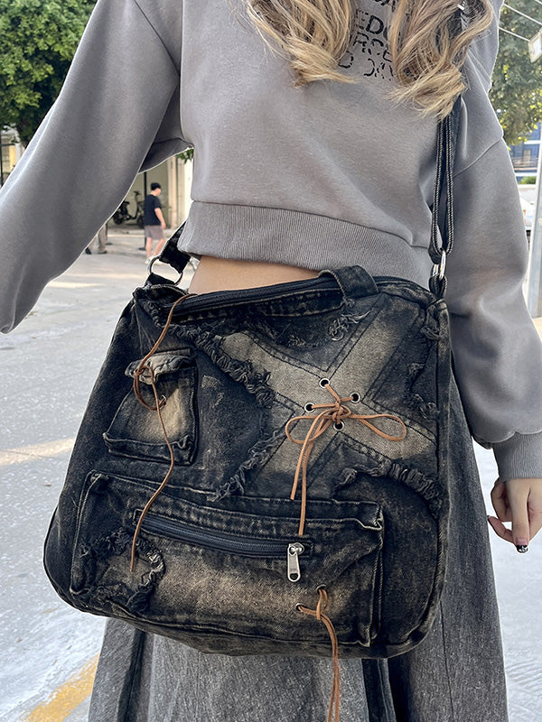 Fringed Split-Joint Zipper Bags Crossbody Bags Handbags