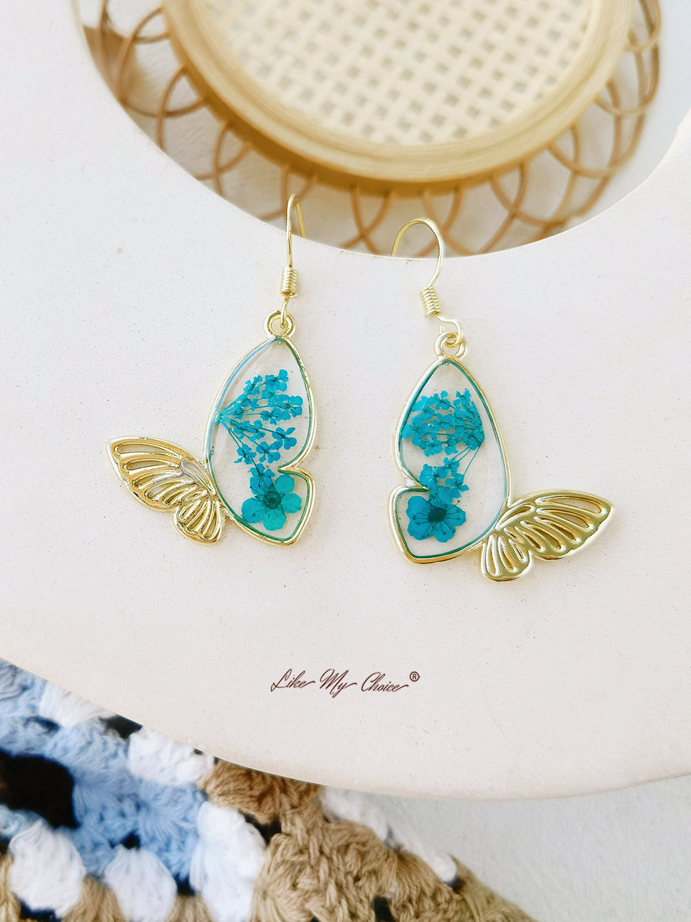 Queen Lace Butterfly Dried Flower Earrings