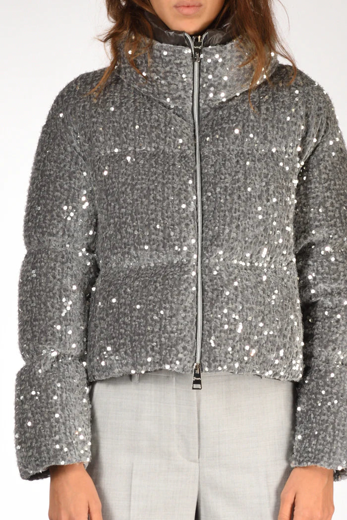 Grey Sequined Down Jacket