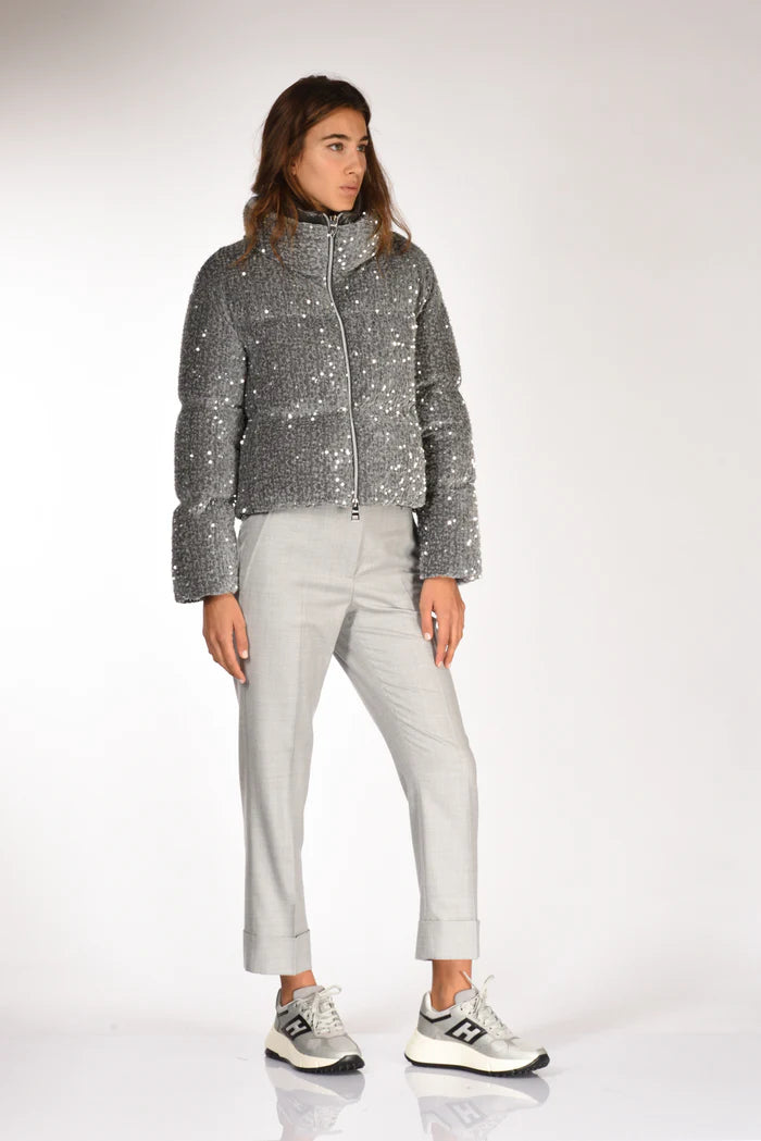 Grey Sequined Down Jacket