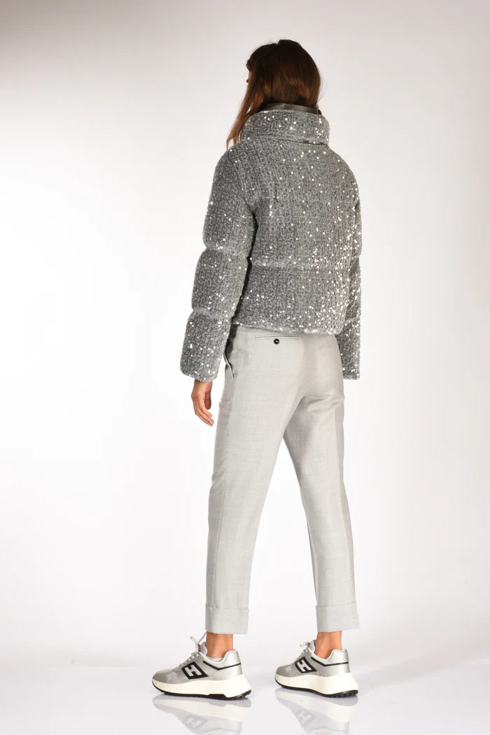 Grey Sequined Down Jacket