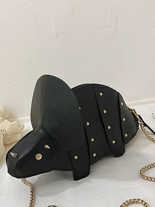 Animal Shape Chains Rivet Zipper Crossbody Bags