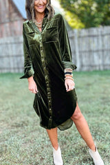 Verdant Velvet Midi Dress