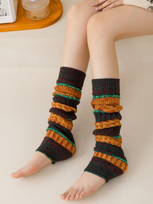 Casual Keep Warm Contrast Color Leg Warmers Accessories