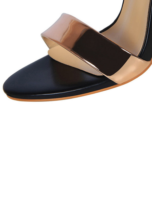 Belt Buckle Open Toe Shiny Split-Joint Pumps Sandals Sandals