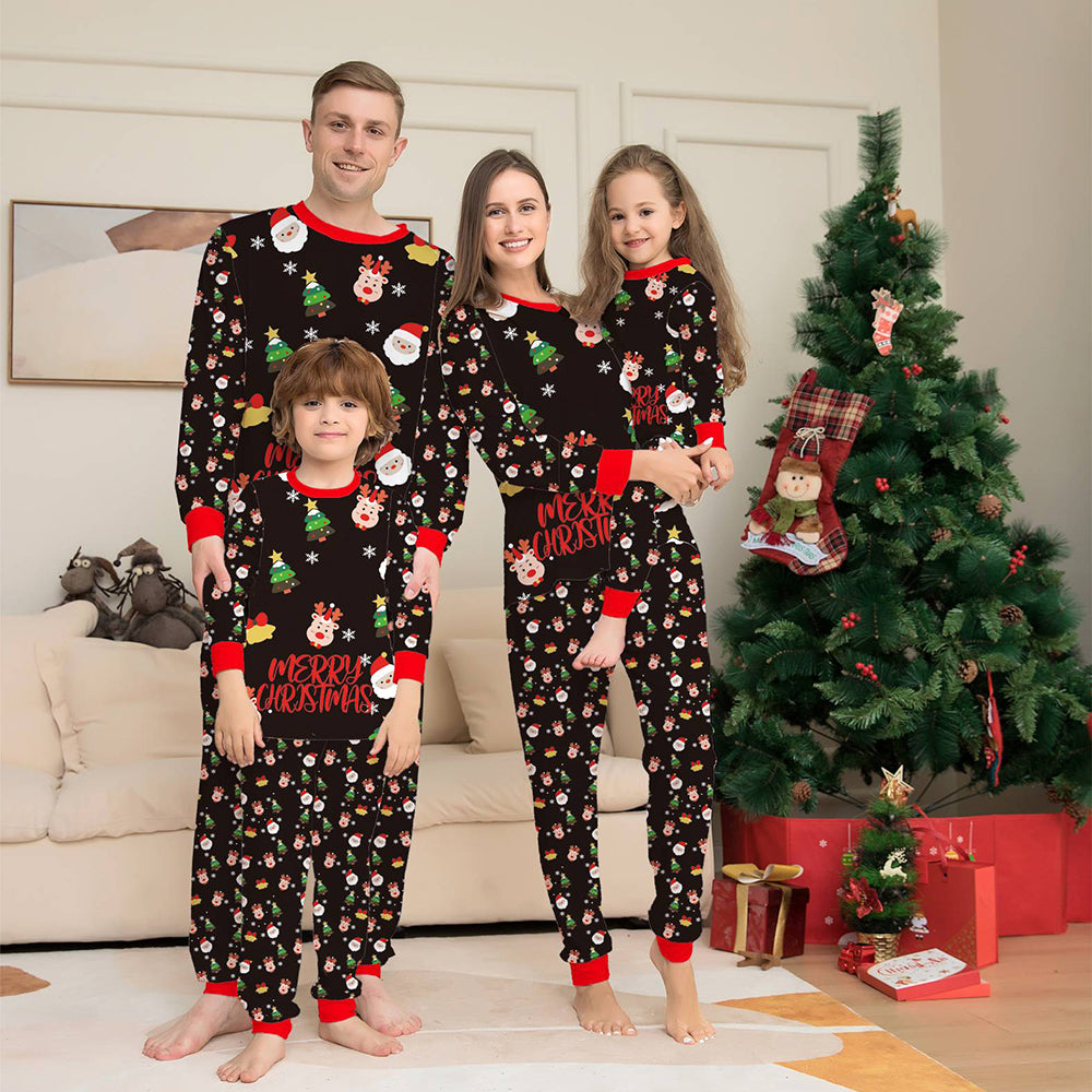 Christmas Family Matching Pajamas Set Black Snowmen Onesie Pajamas