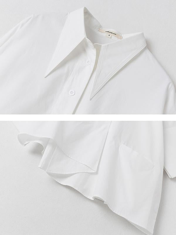 Creamy White Cropped Three-Quarter Sleeve Shirt