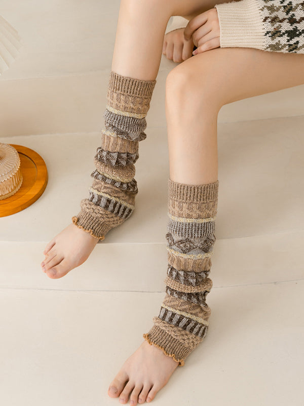 Casual Keep Warm Contrast Color Leg Warmers Accessories