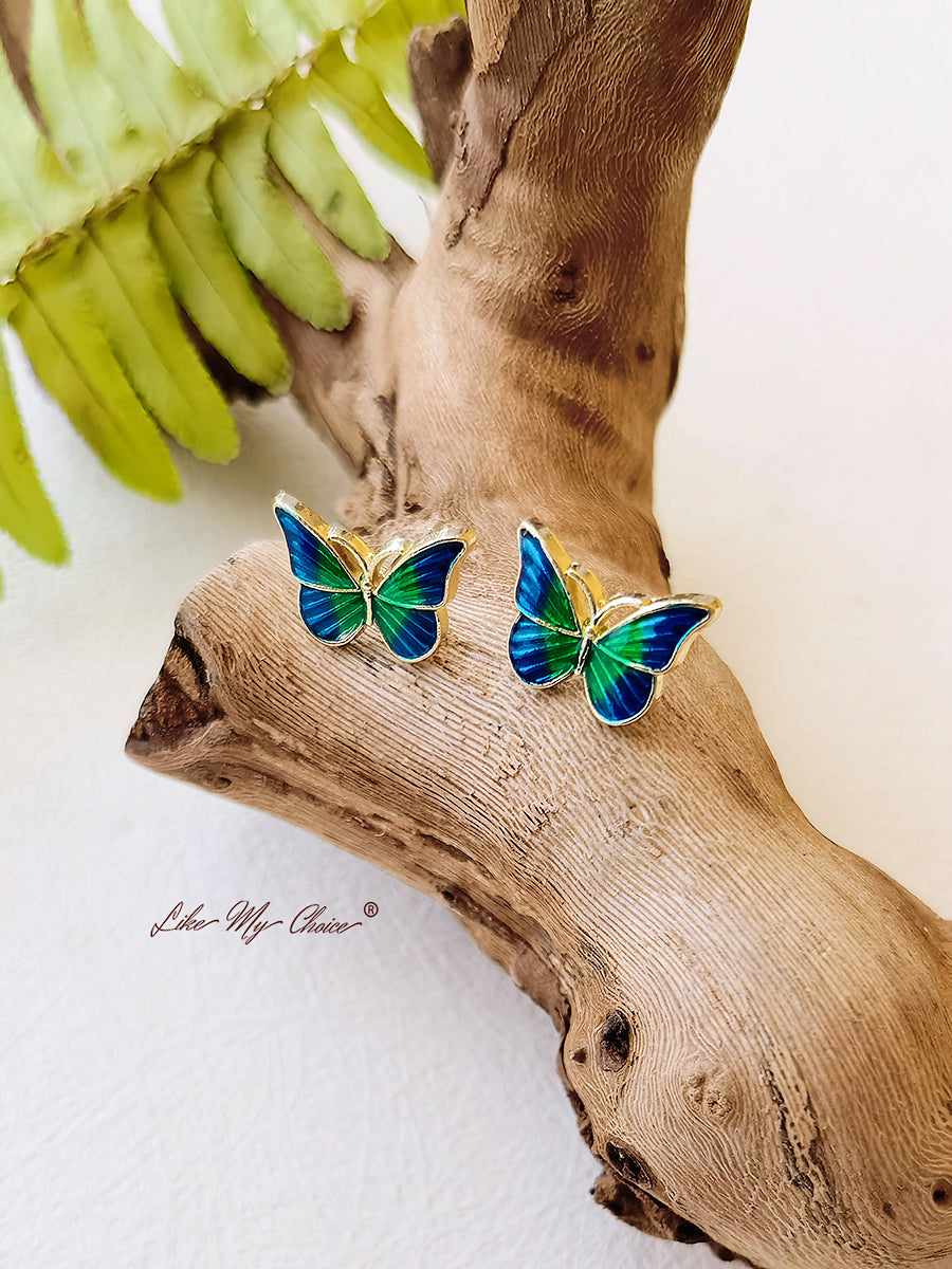 Super Fairy Green Butterfly Design Stud Earrings