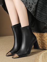 Split-Joint Square-Toe Boots Pumps