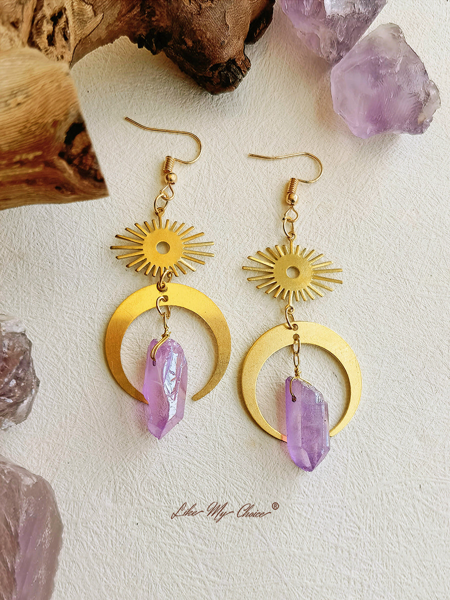 Witchy Eye Moon Crystal Earrings