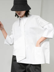 Original Solid Irregularity Lapel Blouse