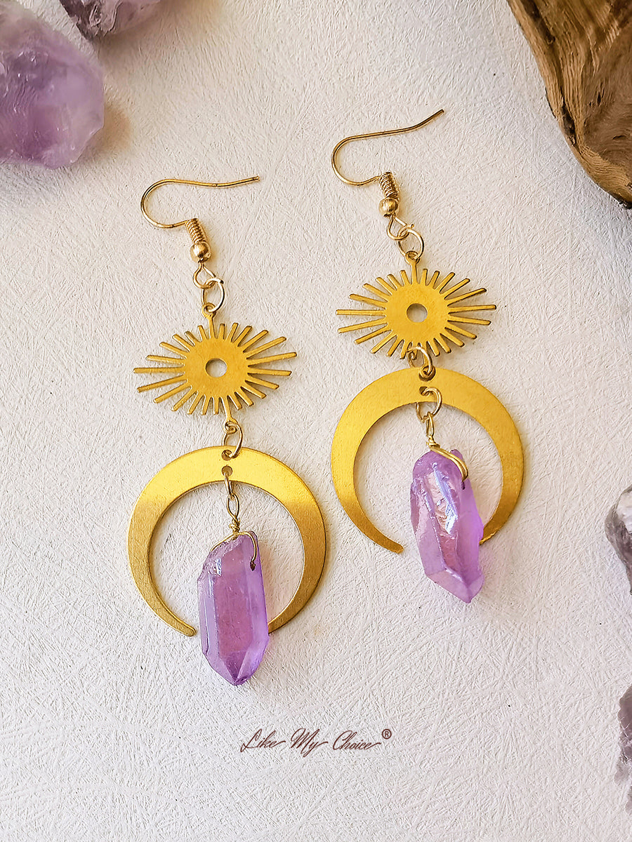 Witchy Eye Moon Crystal Earrings