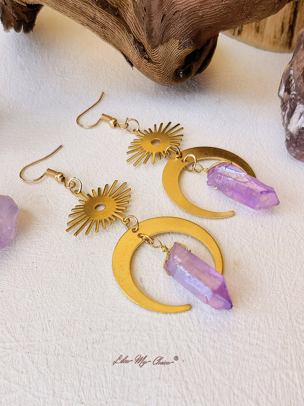 Witchy Eye Moon Crystal Earrings