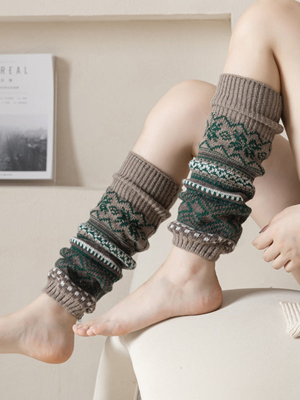 Casual Wool Keep Warm Printed Leg Warmers Accessories