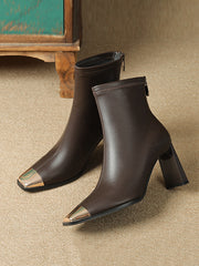 Split-Joint Square-Toe Boots Pumps